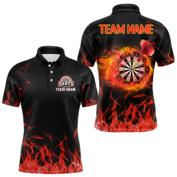 Maxcorners Darts  Red Fire Flame Dartboard Custom Dart Shirt For Men, Dart Team Jerseys