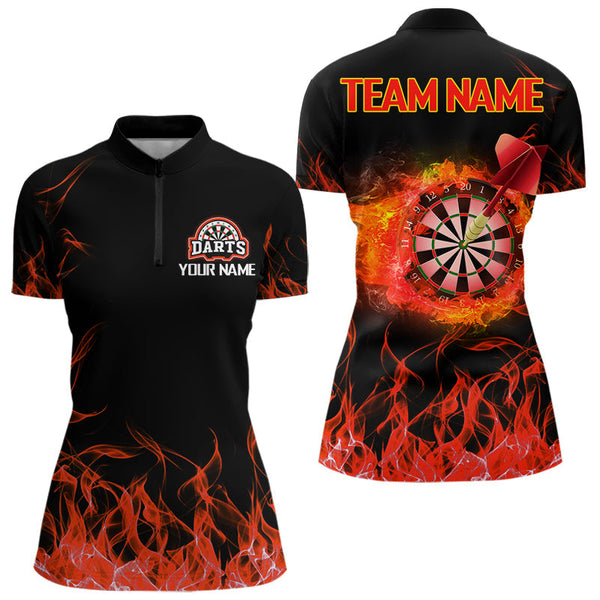 Maxcorners Darts  Red Fire Flame Dartboard Custom Dart Shirt For Men, Dart Team Jerseys