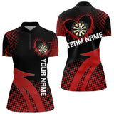 Maxcorners Darts Red Dripping Heart Halftone Pattern Custom Dart Shirt For Men, Dart Team Jerseys