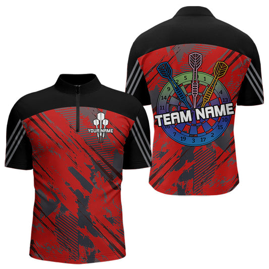 Maxcorners Darts Multi-Color Dartboard Custom Polo & 1/4 Zip Dart Shirt For Men, Dart Team Jerseys