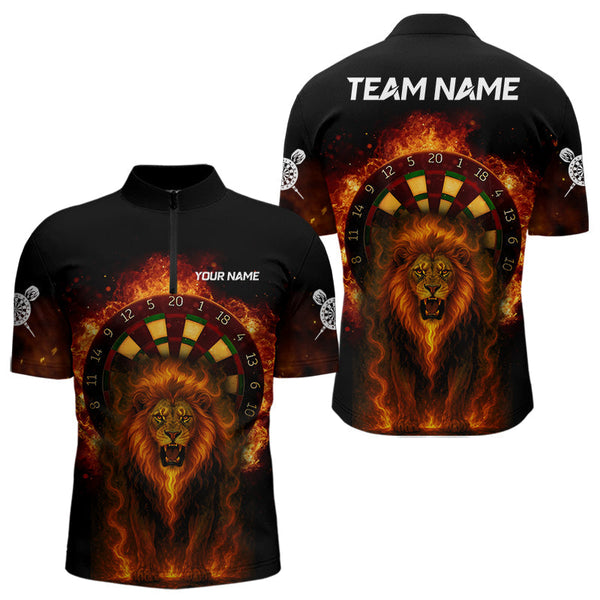 Maxcorners Darts Dartboard Flame Lion Dart Shirts Custom Dart Team Shirt For Men, Dart Jerseys