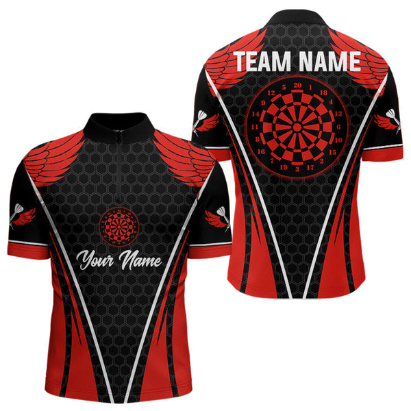 Maxcorners Darts Halftone Pattern Dartboard Custom Red Dart Shirt For Men, Dart Team Jerseys