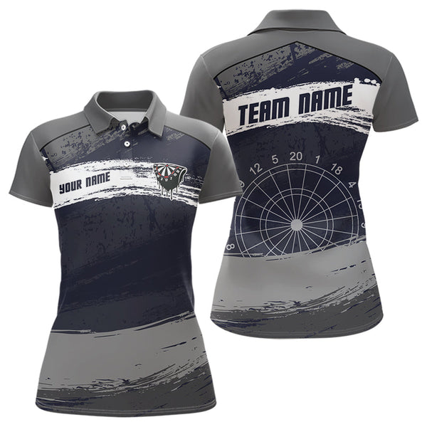 Maxcorners Grey Modern Grunge Dartboard Men's Darts Shirt - Custom Name For Dart Players MT1006