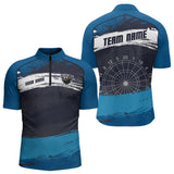 Maxcorners Blue Modern Grunge Dartboard Men's Darts Shirt - Custom Name For Dart Players MT1006