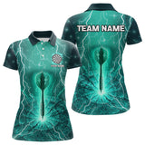 Maxcorners Turquoise Thunder Cracked Dartboard Men's Darts Shirt - Custom Name For Players MT1006