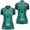 Maxcorners Turquoise Thunder Cracked Dartboard Men's Darts Shirt - Custom Name For Players MT1006