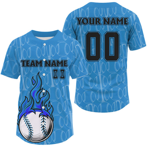 Maxcorners Flaming Ball Custom Baseball Jersey For Men Personalized Baseball Shirt With Name Number LM2608