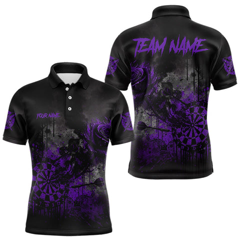 Maxcorners Custom Purple Splatter Rose Dartboard Grunge Darts Polo Shirt For Men Outfit Dart Jerseys TU0411
