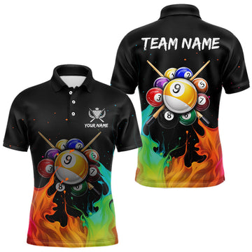Maxcorners Splatter Paint Men's Billiard Ball Shirt Personalized 8 Ball Cue Billiard Team Shirt LM0101