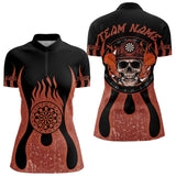 Maxcorners Skull Firefighter Orange-Black Custom Flame Dart Shirt For Men, Dart Team Jerseys