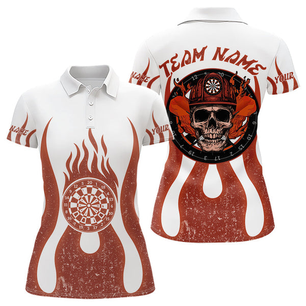 Maxcorners Skull Firefighter Orange-White Custom Flame Dart Shirt For Men, Dart Team Jerseys