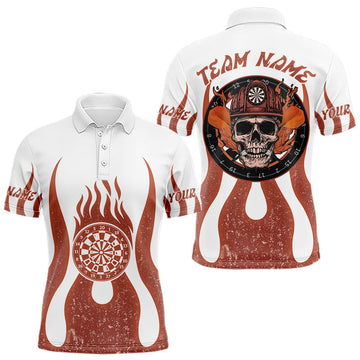 Maxcorners Skull Firefighter Orange-White Custom Flame Dart Shirt For Men, Dart Team Jerseys