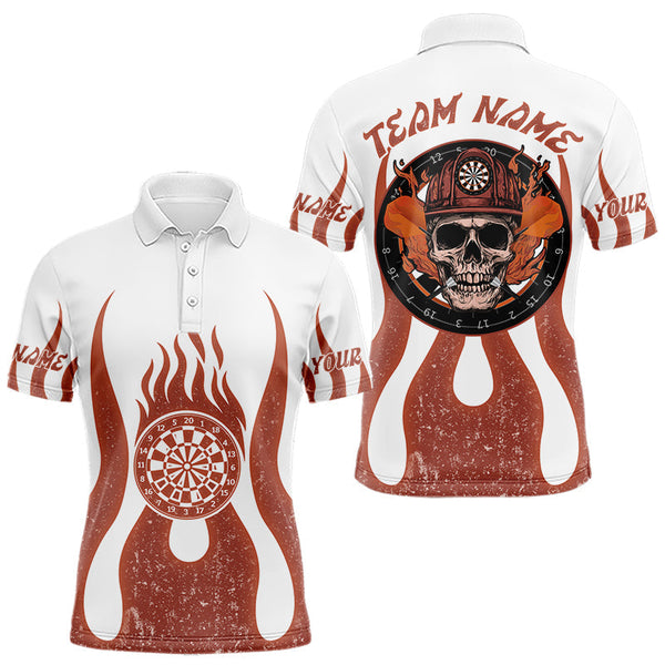 Maxcorners Skull Firefighter Orange-White Custom Flame Dart Shirt For Men, Dart Team Jerseys