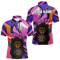 Maxcorners Bear Hoodie Funny Men's Dart Shirt Colorful Dart Team Shirt - Custom Name Players TU1106