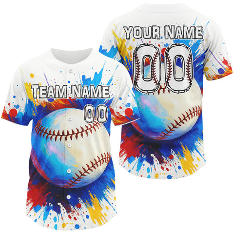 Maxcorners Colorful Baseball Jersey For Men Personalized Splashed Color Baseball, Baseball Gifts LM2608