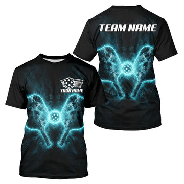 Maxcorners Custom Turquoise Smokes Pickle Paddles Men's Pickleball T-Shirt Pickleball Team Outfits LM1411