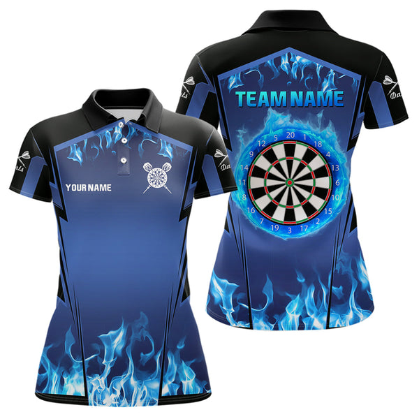 Maxcorners Blue Flaming Dartboard Men's Flaming Darts Shirt - Custom Name For Darts Jersey MT1706