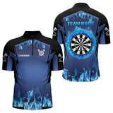 Maxcorners Blue Flaming Dartboard Men's Flaming Darts Shirt - Custom Name For Darts Jersey MT1706