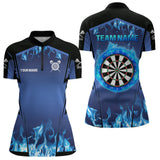 Maxcorners Blue Flaming Dartboard Men's Flaming Darts Shirt - Custom Name For Darts Jersey MT1706