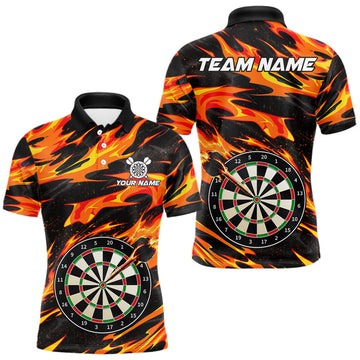 Maxcorners Fire Flame Dartboard Dart Shirt For Men Personalized Red Flames Dart Team Outfits Jerseys