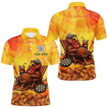 Maxcorners Custom Funny Turkey Autumn Thanksgiving Darts Shirt For Men, Thanksgiving Darts Team Jersey