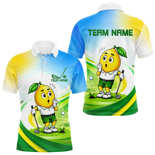 Maxcorners Funny Lemon Mens Golf Polo Shirts Personalized Matching Couples Golf Shirt, Golf Gift