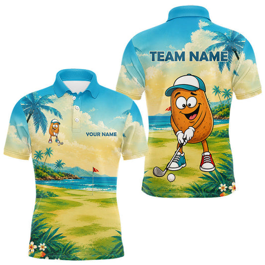 Maxcorners Funny Potato Golf Shirt Custom Tropical Golf Polos For Men Matching Couples Golf Shirts