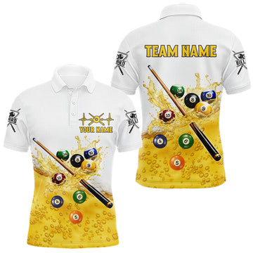 Maxcorners Funny Beer Play Pool Balls Billiard Team Shirt For Men Custom Billiard Polo & 1/4 Zip Attire