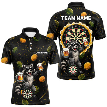 Maxcorners Beer And Raccoon Darts Custom Funny Mens Dart Polo Quarter-Zip Shirt Dart Uniforms Team JerseyMaxcorners Beer And Raccoon Darts Custom Funny Mens Dart Polo Quarter-Zip Shirt Dart Uniforms Team Jersey LM0510