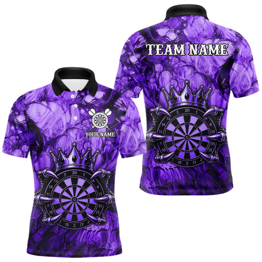 Maxcorners Purple Crown Dartboard Custom Dart Polo & 1/4-Zip Shirt For Men, Claws Skull Dart Team Uniforms LM1406