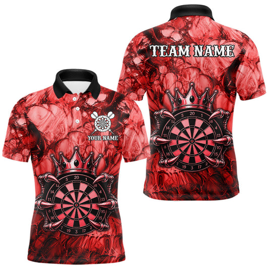 Maxcorners Red Crown Dartboard Custom Dart Polo & 1/4-Zip Shirt For Men, Claws Skull Dart Team Uniforms LM1406