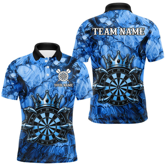 Maxcorners Blue Crown Dartboard Custom Dart Polo & 1/4-Zip Shirt For Men, Claws Skull Dart Team Uniforms LM1406
