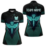 Maxcorners Neon Turquoise Wings Dart Arrow Men's Darts Shirt - Custom Name For Players MT2306