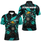 Maxcorners Turquoise Funny Muscle Bull Dartboard Custom Funny Darts Polo Shirt For Men Dart Jerseys MT1511