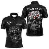 Maxcorners Personalized Skull Black Custom Darts Shirt Polo & 1/4 Zip For Men, Dart Team Shirts LM233