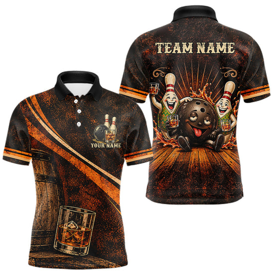 Maxcorners Drunk Retro Bowling Shirt For Men Custom Funny Whiskey Bowling Team League Bowler Drinking Gift