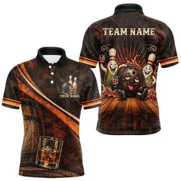 Maxcorners Drunk Retro Bowling Shirt For Men Custom Funny Whiskey Bowling Team League Bowler Drinking Gift