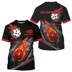 Maxcorners Custom Red Flaming Smoke Paddle & Ball Pickleball Jerseys Pickleball League Shirts For Men