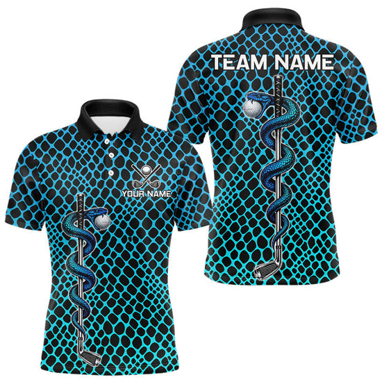 Maxcorners Custom Men's Golf Polo Shirt With Cobra Emblem Personalized Snakeskin Golf Team Apparel