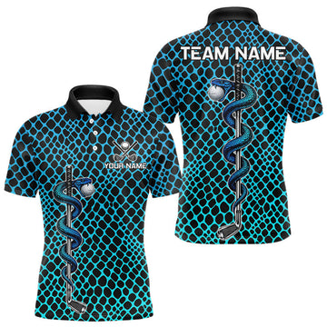 Maxcorners Custom Men's Golf Polo Shirt With Cobra Emblem Personalized Snakeskin Golf Team Apparel