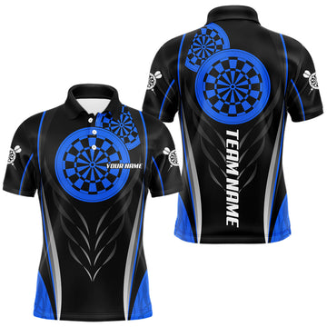 Maxcorners Black And Blue Dartboard Custom Dart Shirt Polo 1/4-Zip For Men Personalized Dart Team Attire
