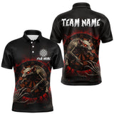 Maxcorners Skeletal Rat Red Splatter Dartboard Custom Mens Polo Dart Shirt Skull Dart Jerseys  MT2510