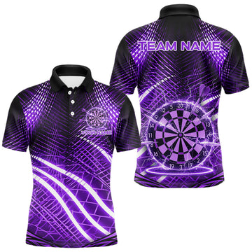 Maxcorners Black And Purple Stripes Light Dartboard Custom Darts Polo Shirts Men Dart Team Jersey LM2512