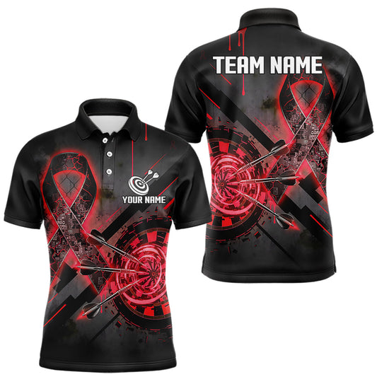 Maxcorners Lightning Red Ribbon Dartboard Custom Lightning Dartboard Darts Polo Shirt For Men LM0607