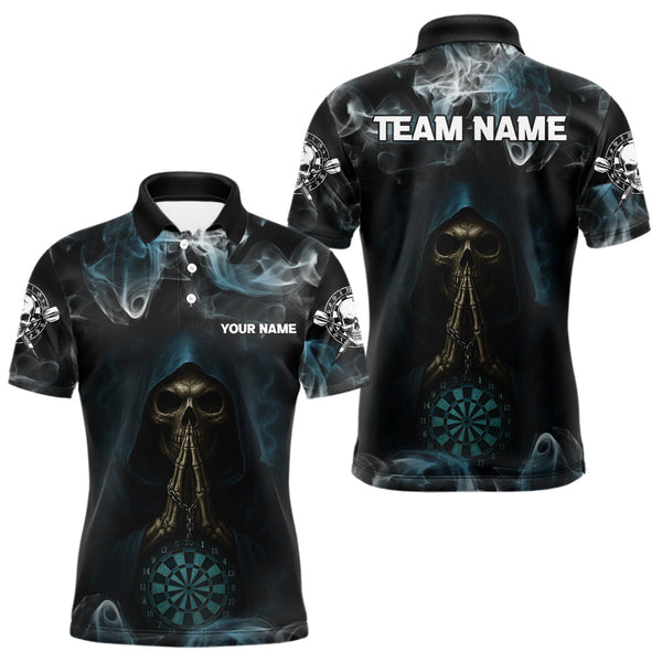 Maxcorners The Reaper & Dartboard Smoke Pattern Darts Team Shirt For Men – Customizable NameMT0306