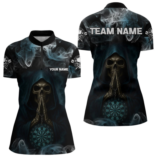 Maxcorners The Reaper & Dartboard Smoke Pattern Darts Team Shirt For Men – Customizable NameMT0306