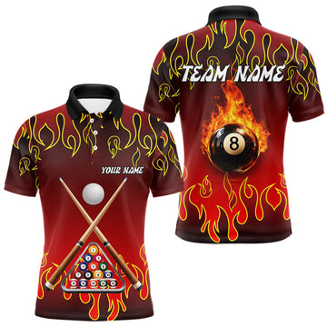 Maxcorners Cross US Flag 8 Ball Men's Billiard Shirts Personalized Patriotic Billiard Team Shirts LM0101
