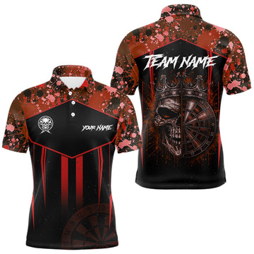 Maxcorners Crown Skull Splatter Paint Dartboard Darts Shirt For Men Custom Red Splatter Dart Team Jerseys LM1005