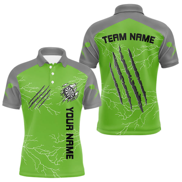 Maxcorners Grey Scratches & White Thunders Men's Darts Shirt - Custom Name For Dart Players MT1006