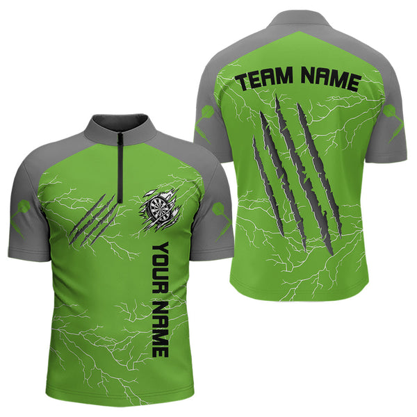 Maxcorners Grey Scratches & White Thunders Men's Darts Shirt - Custom Name For Dart Players MT1006